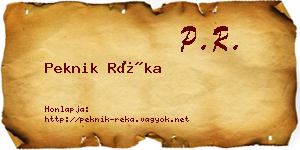 Peknik Réka névjegykártya